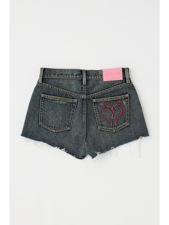 BlackEyePatch Pants - BlackEyePatch WOMEN x MOUSSY BEP Heart Denim Shorts |Dark Blue| Size 0 XS | NWT